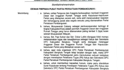 DPP Copot Ketua Fepi Suheri dan Oskar Lukito Sekretaris DPC PPP Benteng