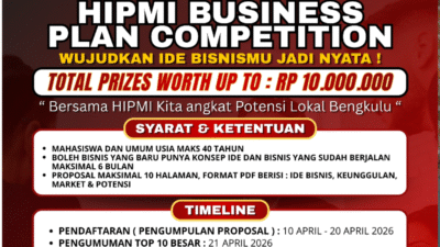 HIPMI Bengkulu Gelar Business Plan Competition 2026, Total Hadiah Capai Rp 10 Juta