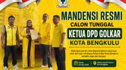 Pendaftaran Ditutup: Mardensi Menjadi Calon Tunggal Ketua DPD Golkar Kota Bengkulu