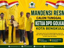 Pendaftaran Ditutup: Mardensi Menjadi Calon Tunggal Ketua DPD Golkar Kota Bengkulu