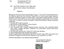 Bapenda Kota Bengkulu Instruksikan Juru Parkir Segera Perpanjang SPT, Ini Syaratnya