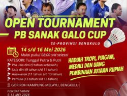 PB Sanak Galo Gelar Open Tournament Se-Provinsi Bengkulu, Perebutkan Hadiah Jutaan Rupiah
