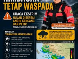 Cuaca Ekstrem Intai Kota Bengkulu, BPBD Imbau Warga Tetap Waspada Hujan Lebat dan Angin Kencang