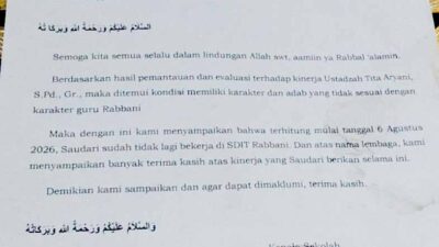 Inilah Fakta Surat Pemberhentian Ketiga SDIT Rabbani Tanpa Pesangon dan BPJS Ketenagakerjaan