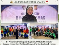 PT Ahsani Putra Property Bagikan 200 Paket Sembako untuk Ojol dan Buruh di HUT ke-4